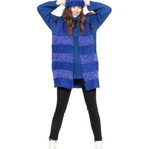 INC Blue Chenille Striped Arrow-Stitch Muffler NWT